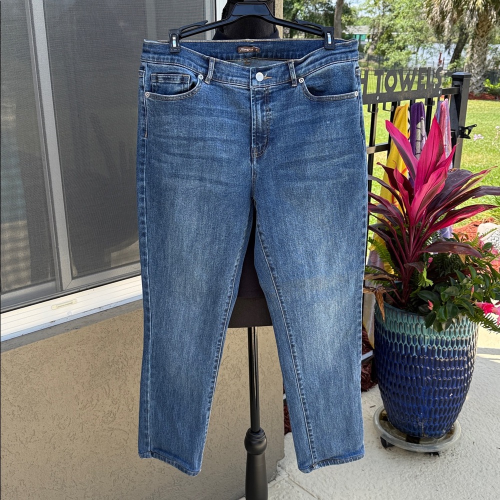 J. McLaughlin Women's Medium Blue Crop Straight-Leg Jeans